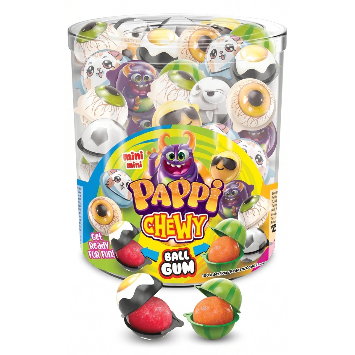 Chewy Ball Gum 3D Figure (100 Pieces x 3G) -Fun Toy Capsule Surprise Fruit Flavored Gums