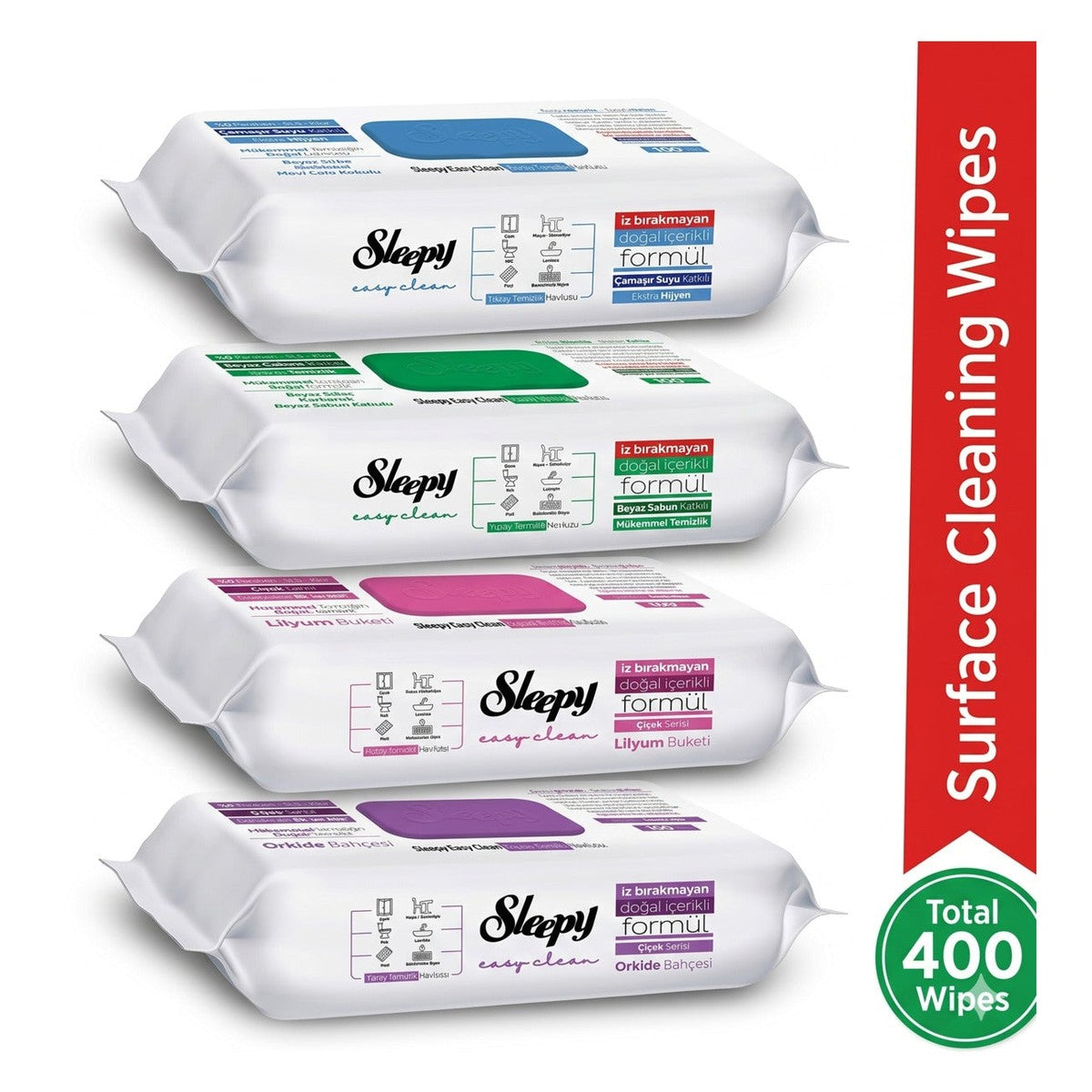 Easy Clean Mix -Surface Cleaning Wipes Mega Pack - 400 Count (4x100)