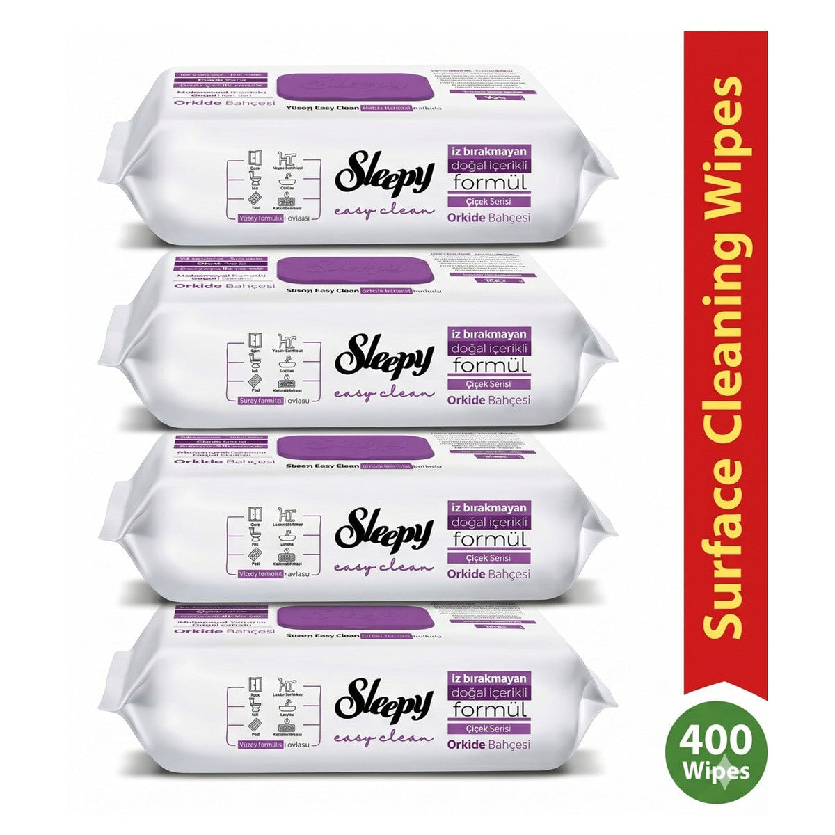 Easy Clean Surface Cleaning Wipes - Orchid Garden Scent, Mega Pack (4 x 100 Wipes)