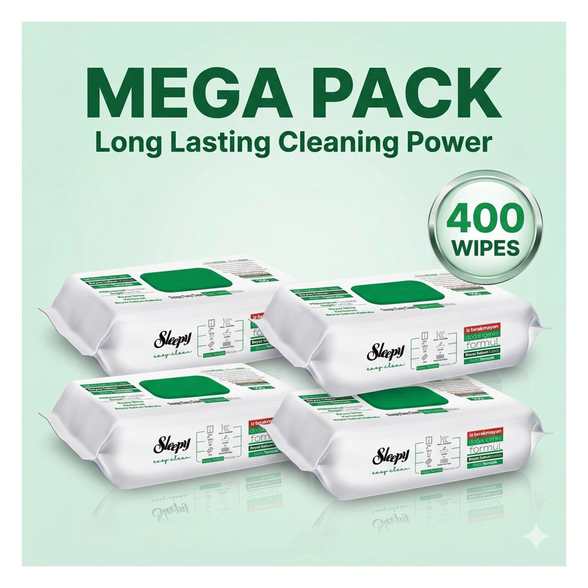 Easy Clean White Soap Enriched Surface Cleaning Wipes - 4x100 Advantage Pack