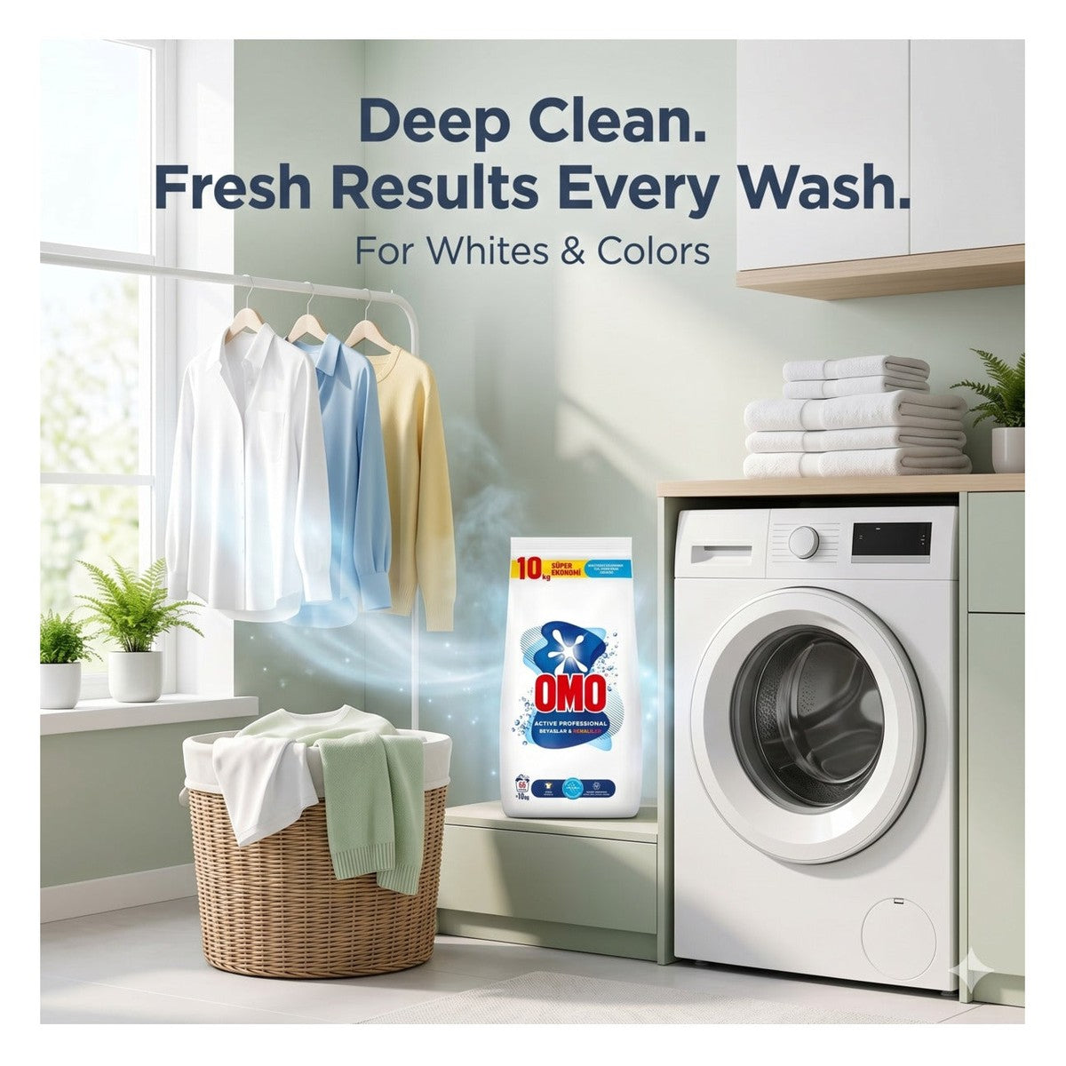 PROFESSIONAL Active Powder Laundry Detergent for Whites and Colors, 10 kg