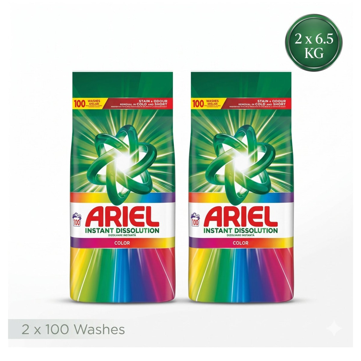 Color And Mountain Spring Automatic Laundry Detergent, Powder, 100 Washes, 6.5 kg - 2 Pack