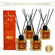 Premium Reed Diffuser 4x120ml, Long-Lasting Scent - African Mango