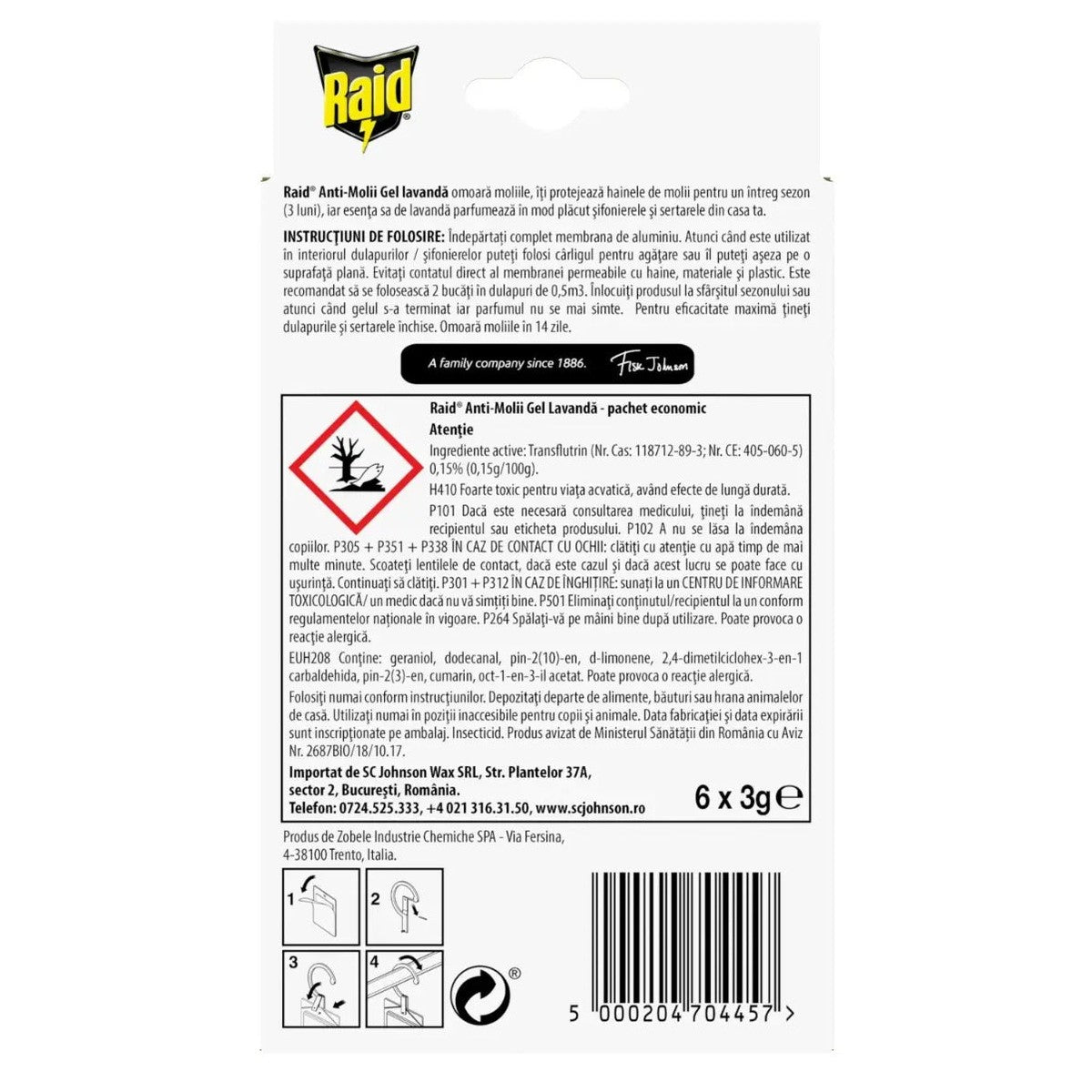 Pack 2 X Lavender Anti-Moth Gel 6 pcs
