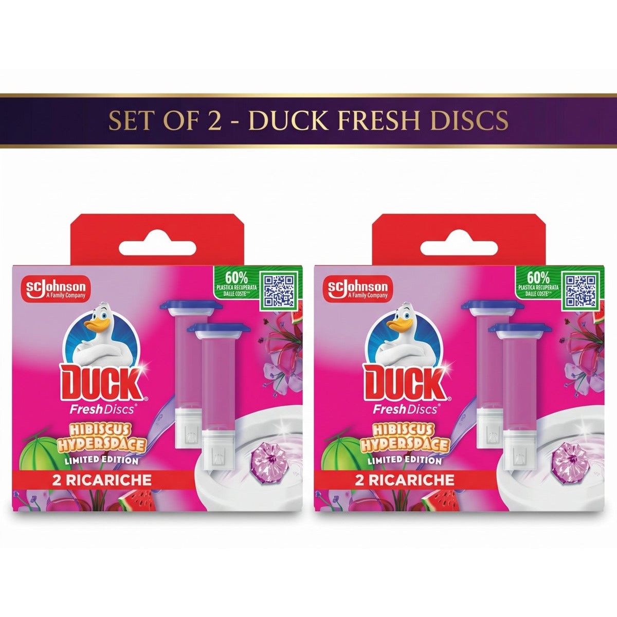 Pack 2 X Hibiscus Hyperspace toilet air freshener refills, 2 x 36 ml