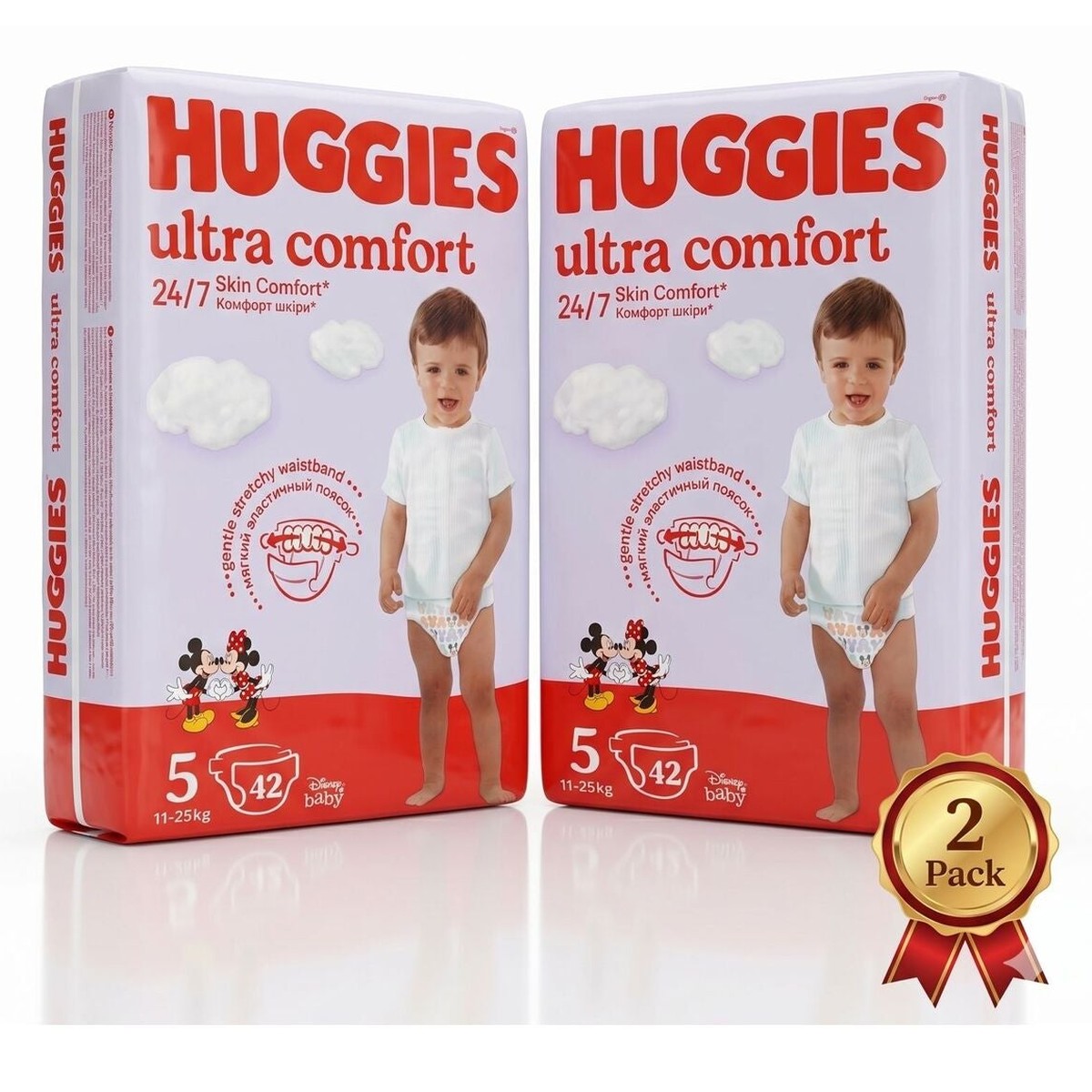 Ultra Comfort Diapers Size 5 (11-25 kg) - 2 Pack (2 x 42 Count) - 24h Skin Comfort, Soft & Breathable