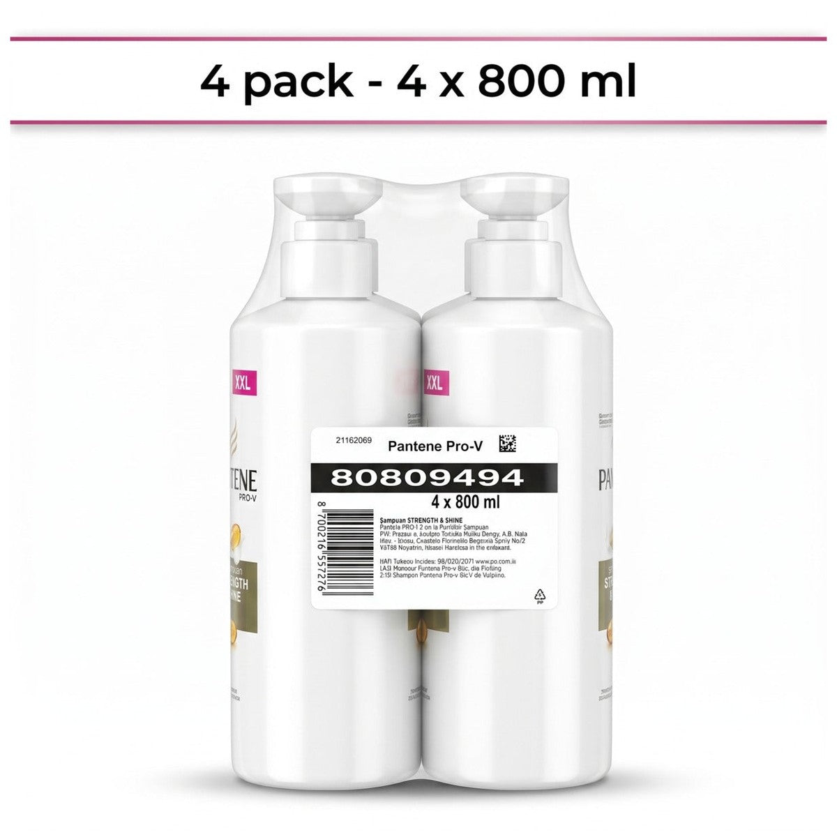 Pro-V Strength & Shine Shampoo, 4 x 800ml