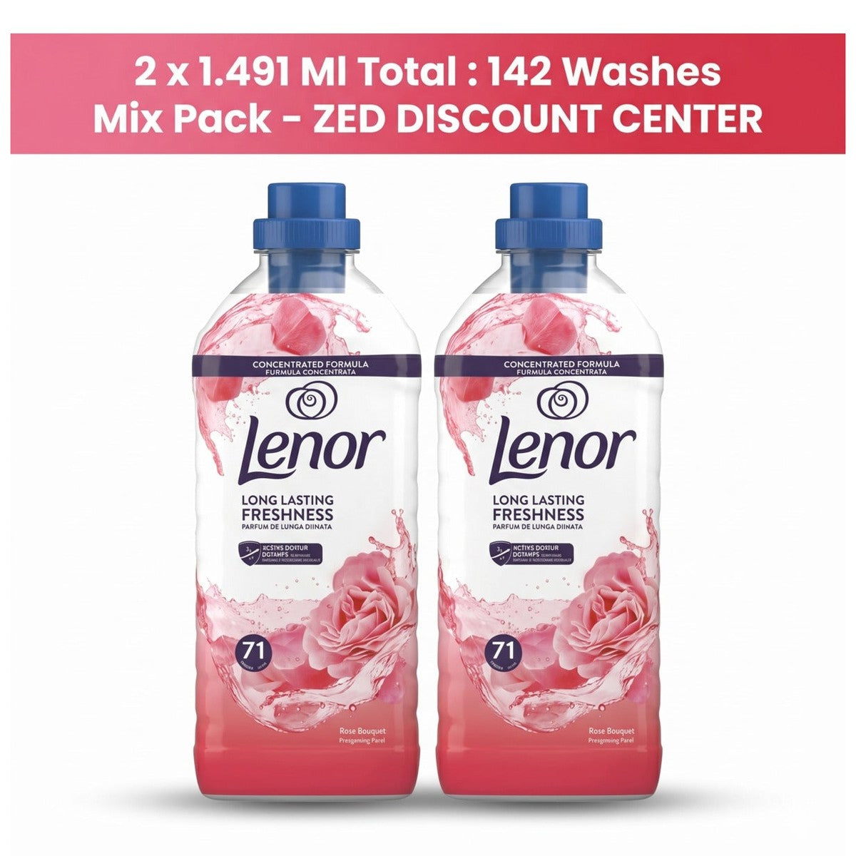 Rose Bouquet Fabric Softener 2-Pack (142 Washes, 2x1.491L)