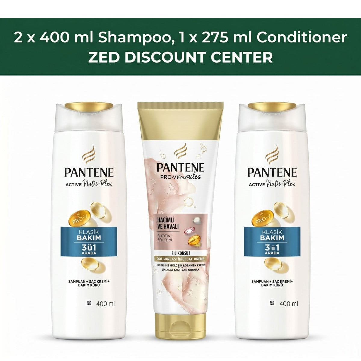 Hair Care Set: 2x Classic 3in1 Shampoo 400ml & Volumizing Conditioner 275ml