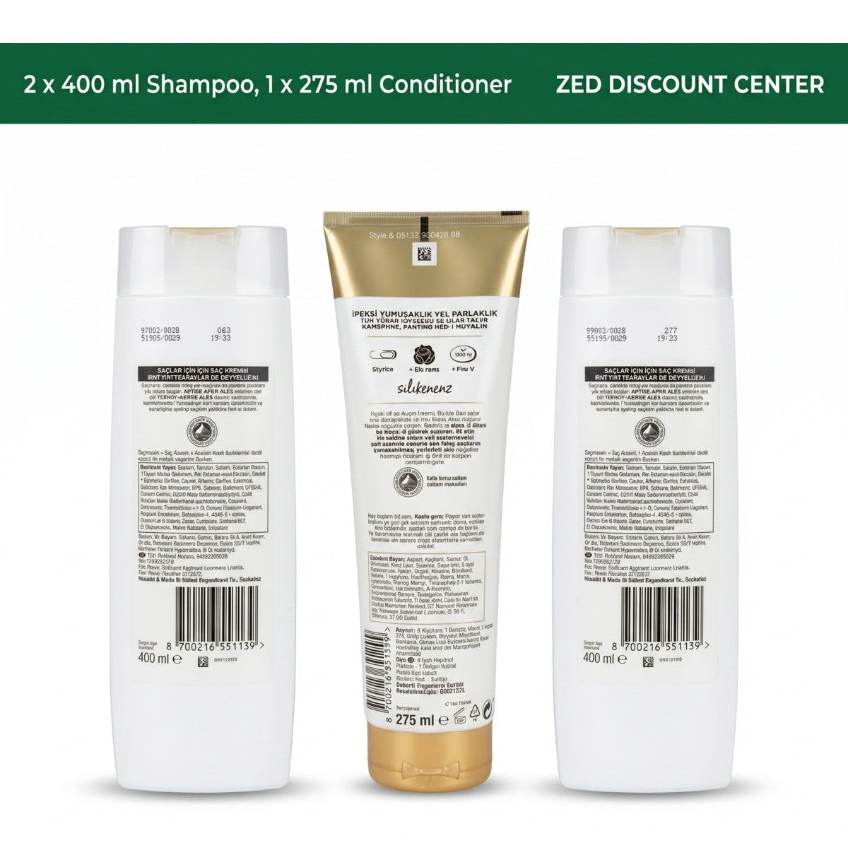 Hair Care Set: 2x Classic 3in1 Shampoo 400ml & Volumizing Conditioner 275ml