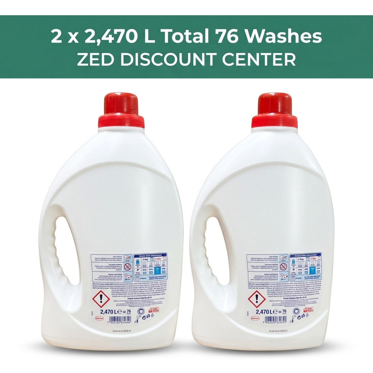 Power Gel Frequent Washing White and Color Liquid Laundry Detergent, 2x 2.47L (Total 76 Washes)