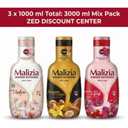 Bath Foam and Shower Gel 3x 1000ml - Argan and Vanilla + Goji Berries and Flowers + Talcum powder
