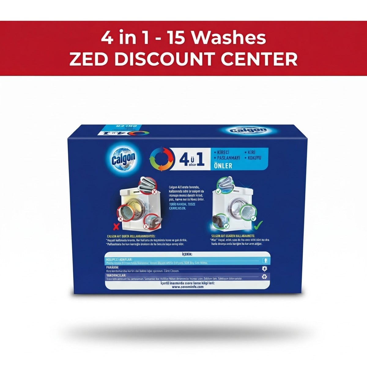 4-in-1 Power Gel Tablet - Washing Machine Stain, Limescale and Odor Remover (15 Tablets)