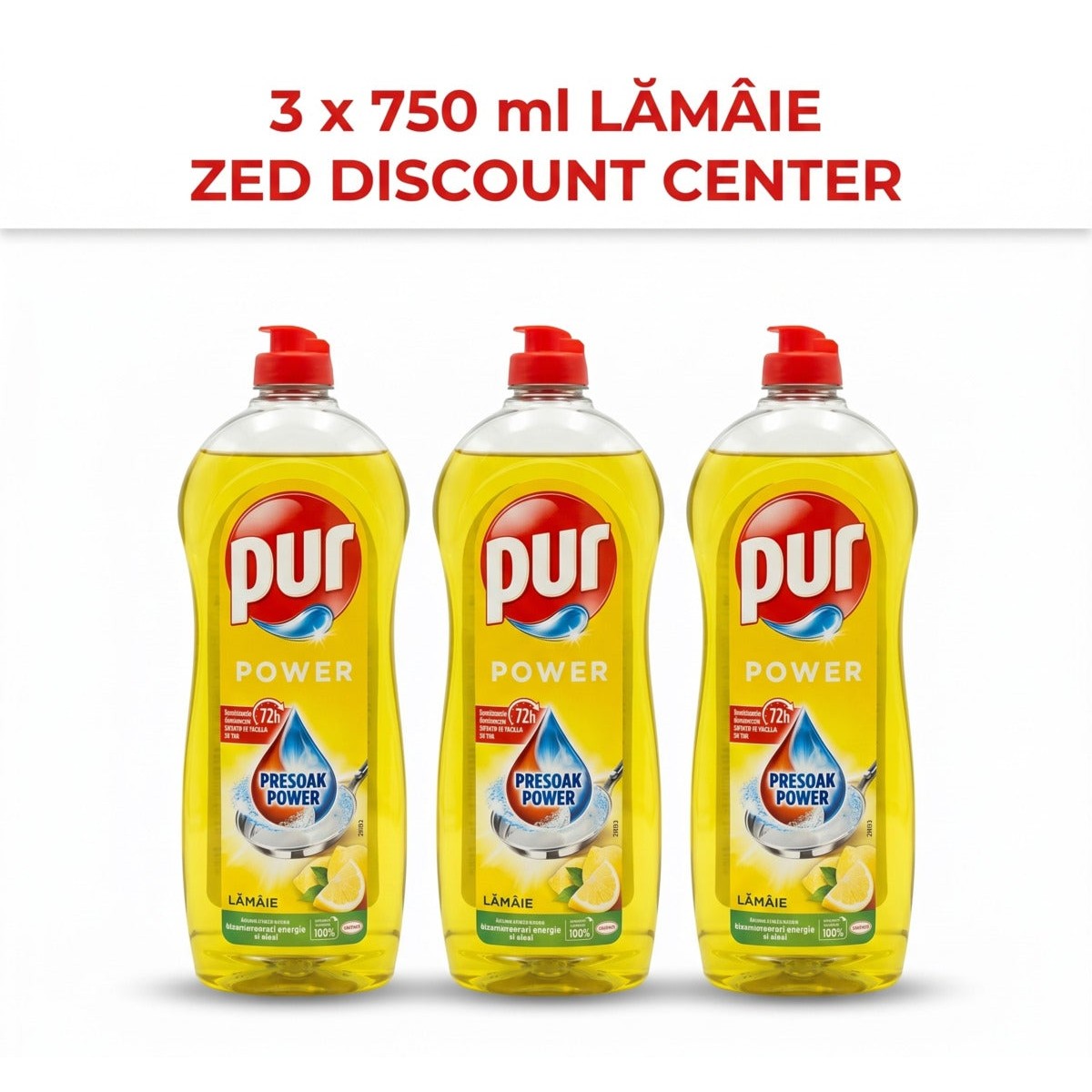Pur Power Lemon Dishwashing Detergent, 3x 750ml