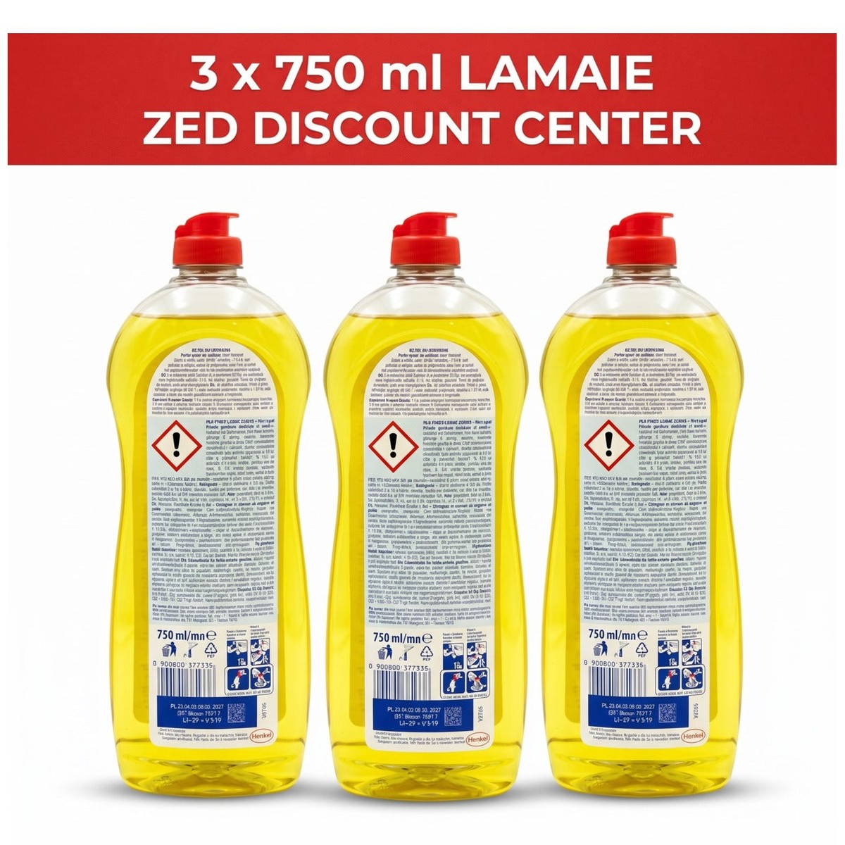 Pur Power Lemon Dishwashing Detergent, 3x 750ml