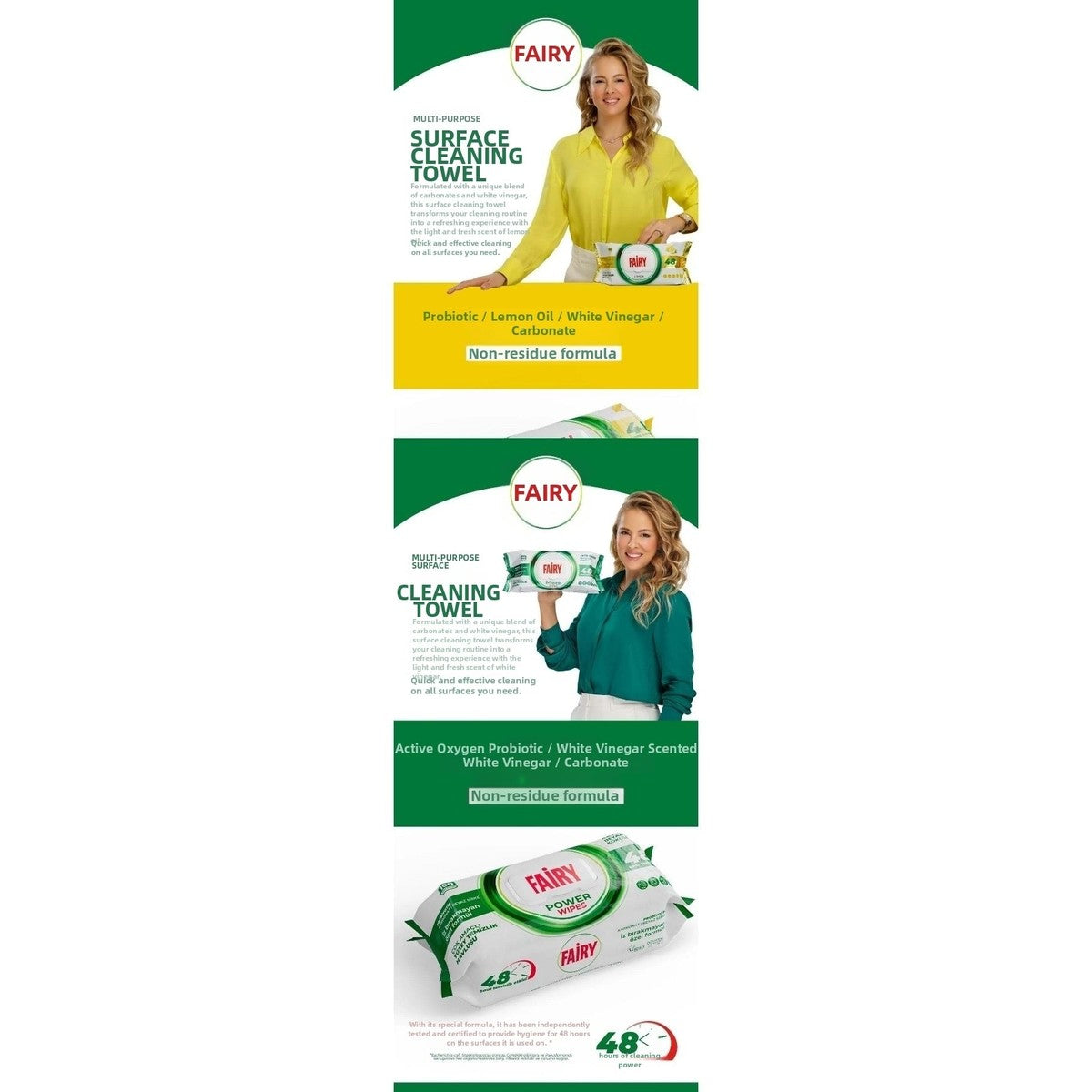 Surface Cleaning Towel Lemon Oil and Active Oxygen x4 pack (100 Wipes - Total 400 Sheets)