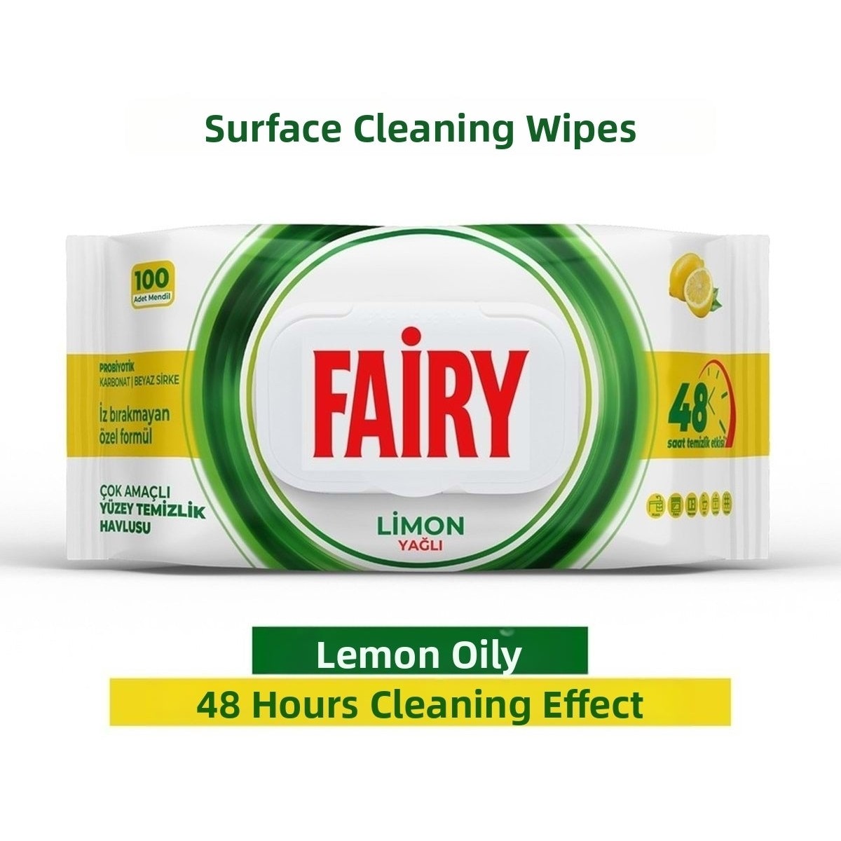 Surface Cleaning Towel Lemon Oil and Active Oxygen x4 pack (100 Wipes - Total 400 Sheets)