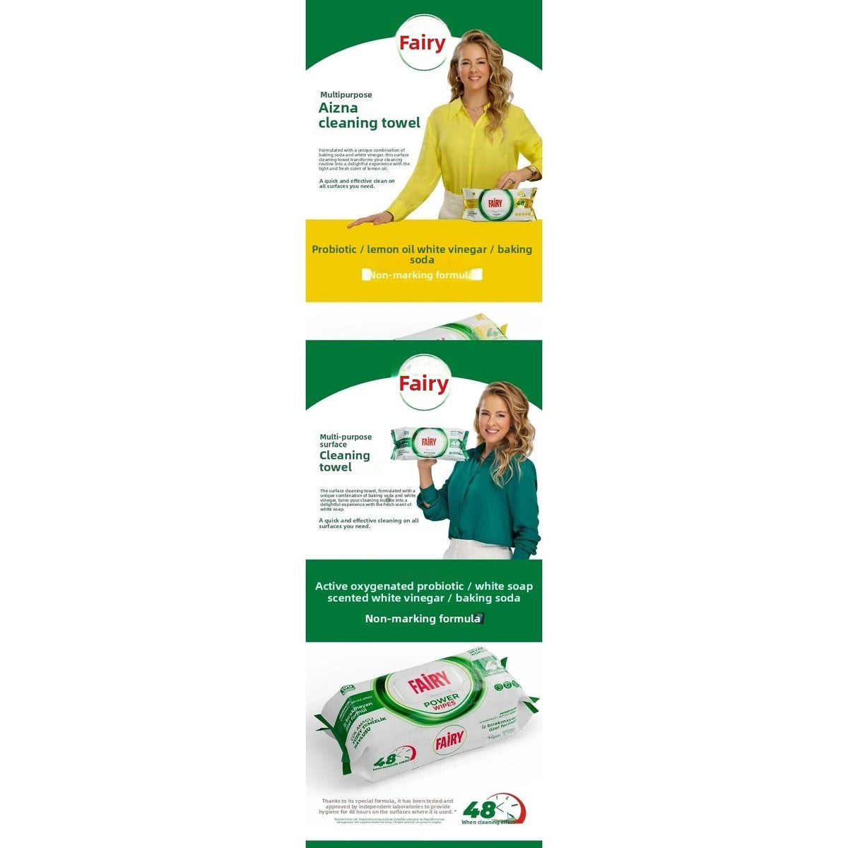 Surface Cleaning Towel Lemon Oil and Active Oxygen x4 pack (100 Wipes - Total 400 Sheets)
