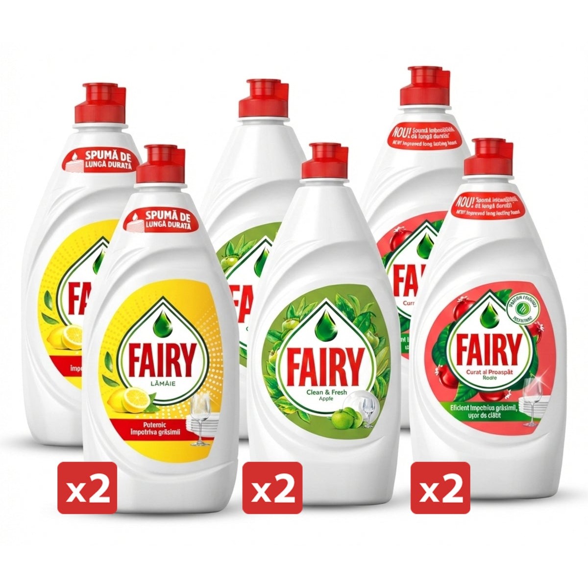 Liquid Dishwashing 6 x 750ml ALL PACK. Lemon - Apple - Pomegranate