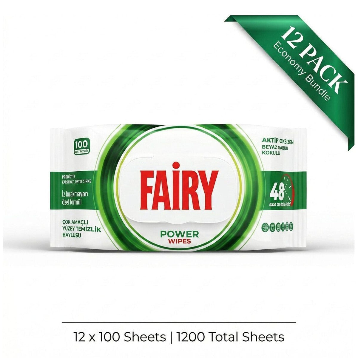Surface Cleaning Wipes, Power, 12 Pack (100 Wipes Each - Total 1200 Wipes)