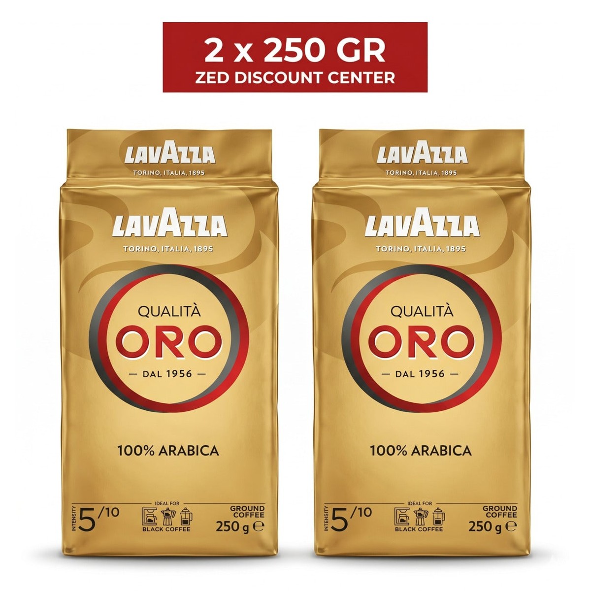 Qualità Oro 100% Arabica Ground Coffee, Medium Roast, 2-Pack (2x250g)