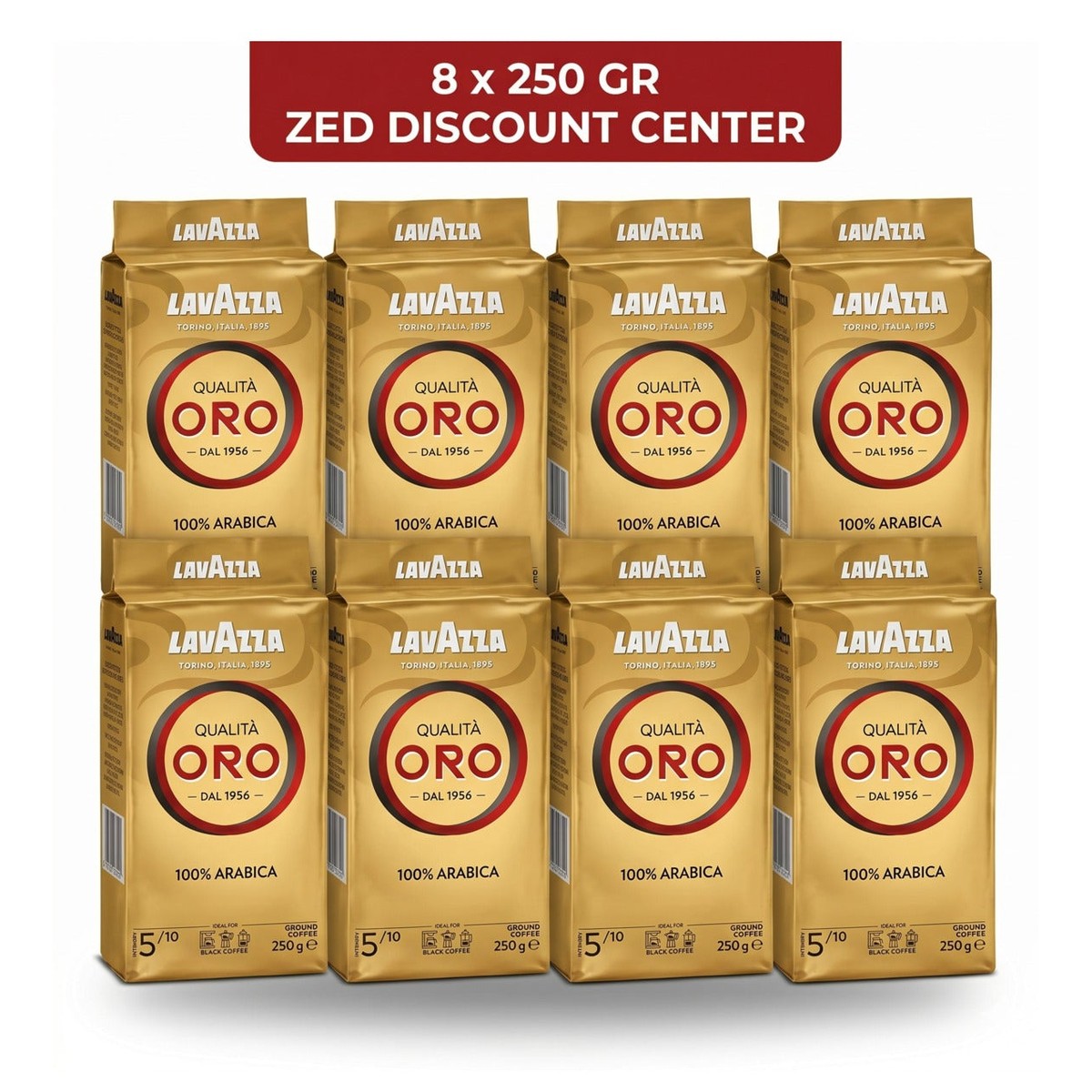 Qualità Oro 100% Arabica Ground Coffee, Medium Roast, 8-Pack (8x250g)