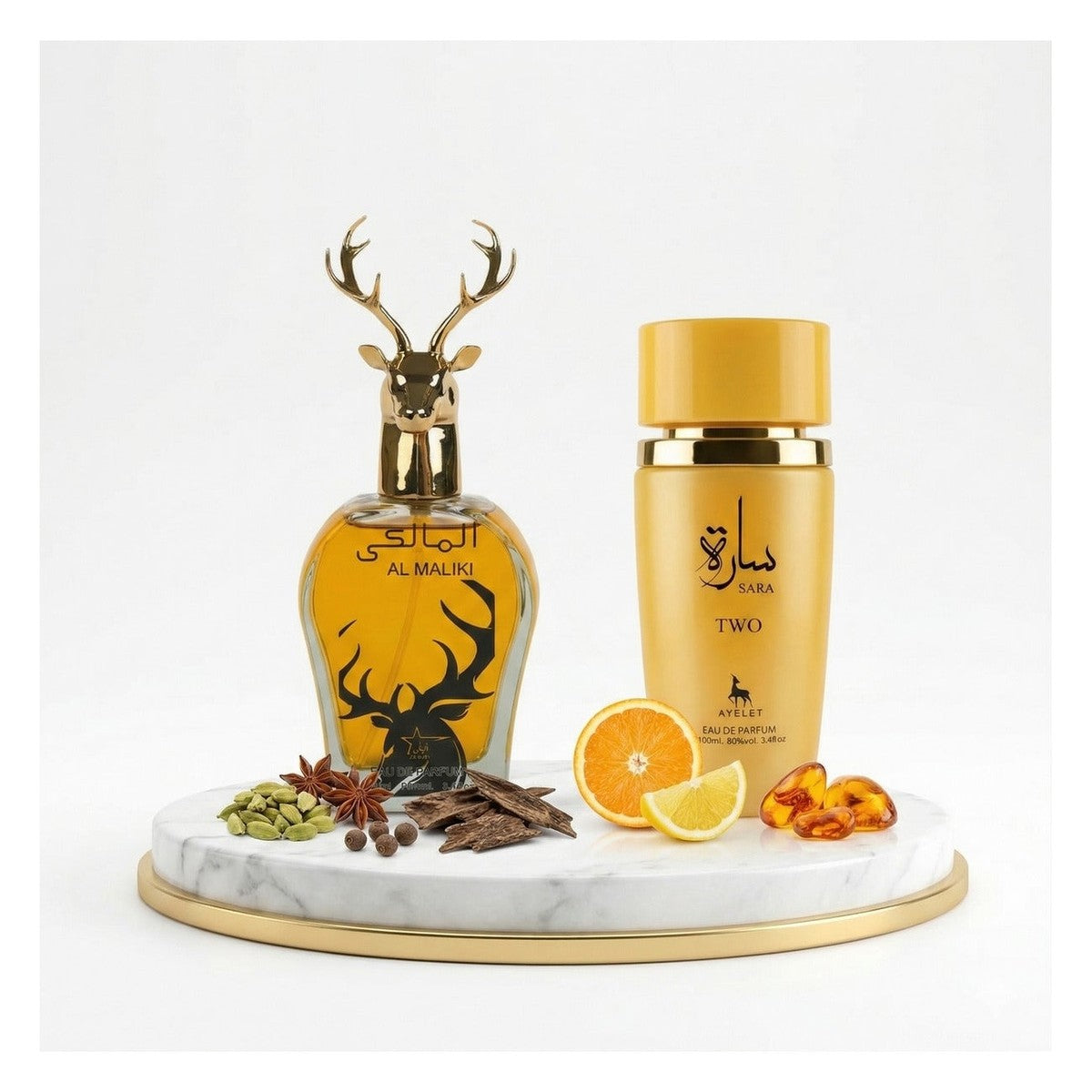 Set of 2 Oriental Perfumes (1xMan + 1xWoman) 100ML - Al Maliki + Sara Two