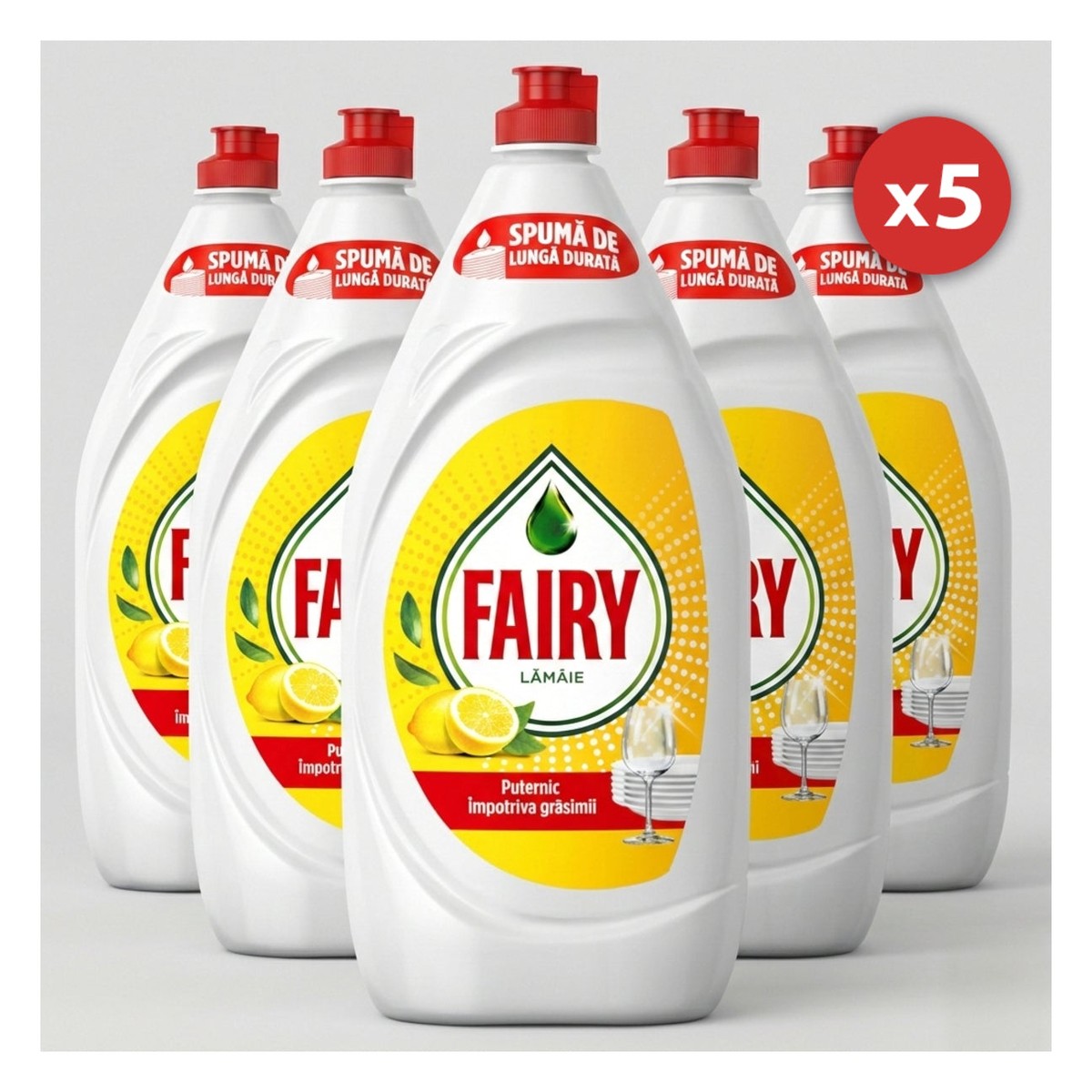 Set of 5 Pieces Fairy Liquid Dishwashing Detergent 750ml Lemon