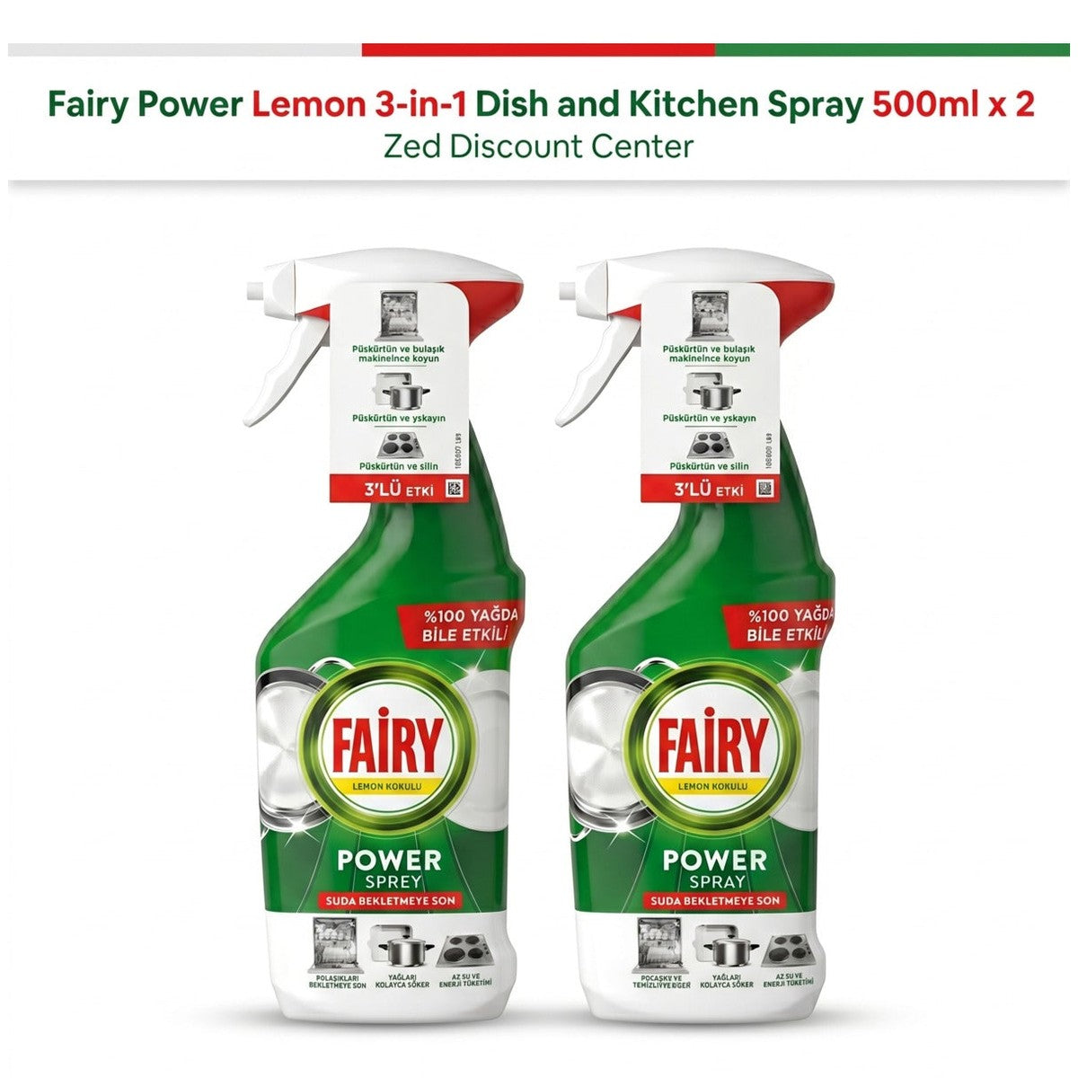 Power Lemon 3-in-1 Dish and Kitchen Spray 500ml x 2