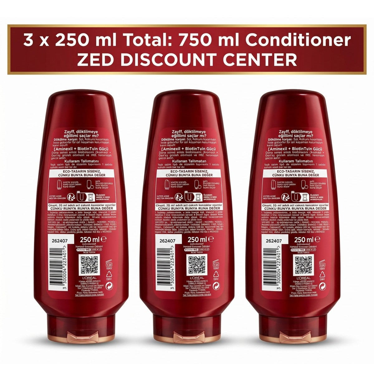 Full Resist Anti-Hair Fall Conditioner with Aminexil & Biotin, 3x250ml