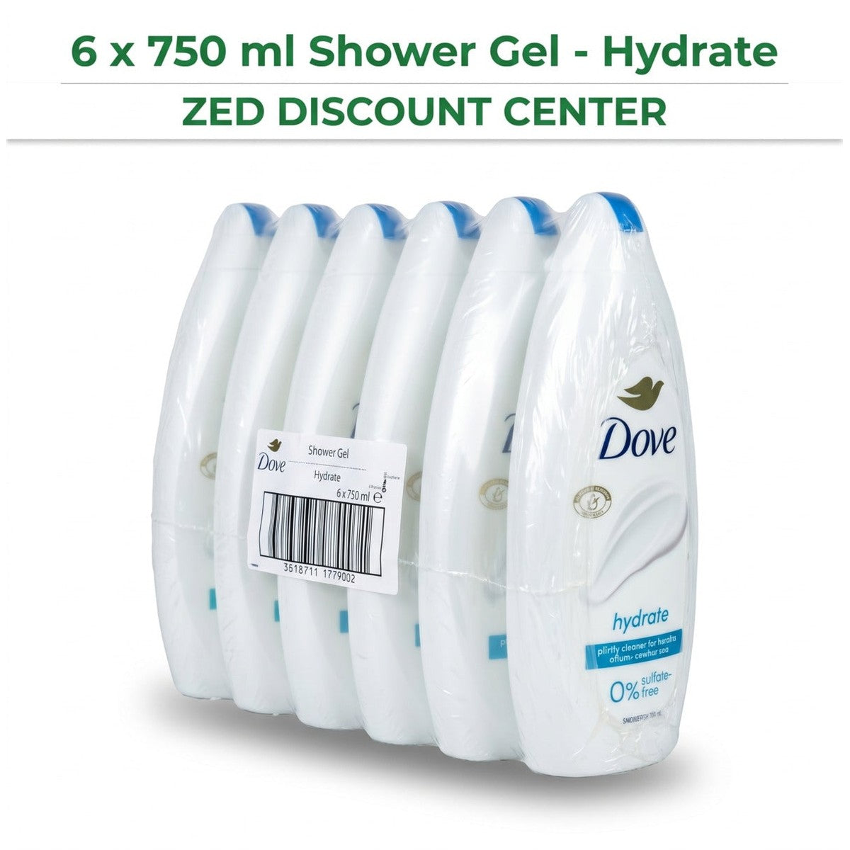 Hydrate Shower Gel Nourishing Body Wash, 6 x 720 ml