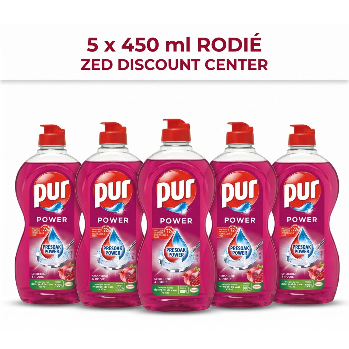 Pur Power Figs and Pomegranates Dishwashing Detergent, 5x 450ml