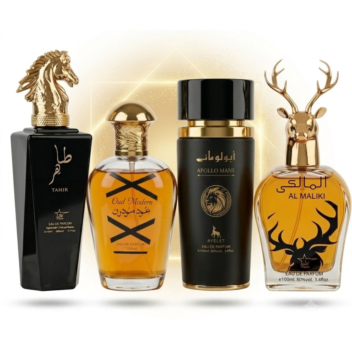 Set of 4 Oriental Men's Perfumes100ML - Tahir + Oud Modern + Apollo Mane + Al Maliki