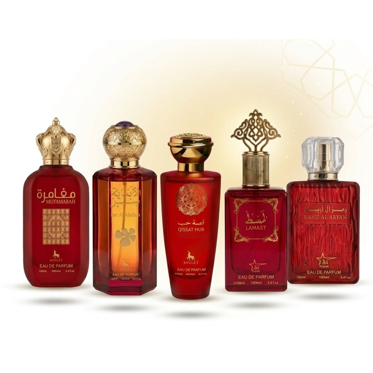 Set of 5 Oriental Men's Perfumes 100ML - Mufamarah + Ser Al Anoutha + Qissat Hub + Lamast + Ramz Al Aryan