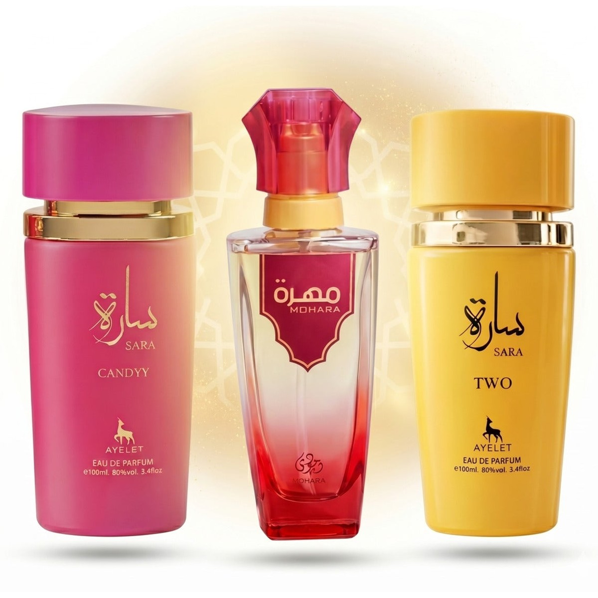 Set of 3 Oriental Perfumes for Women 100ML - Sara Candy + Mohara + Sara Two