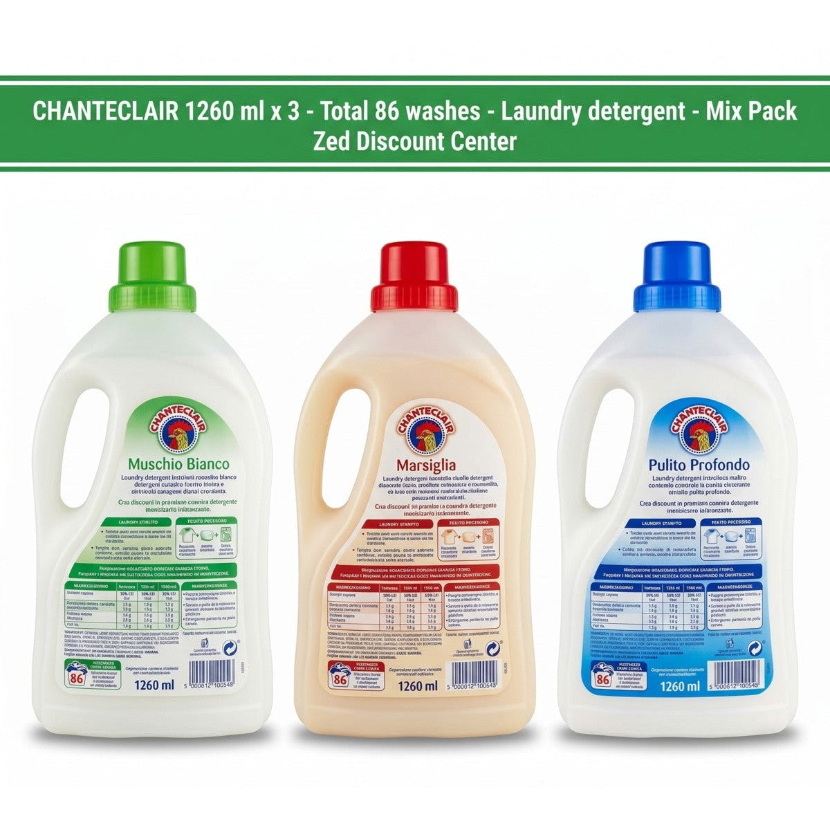 Laundry Detergent 1260ml. x3 Mix Pack (White Musk - Marseille - Pulito Profondo)