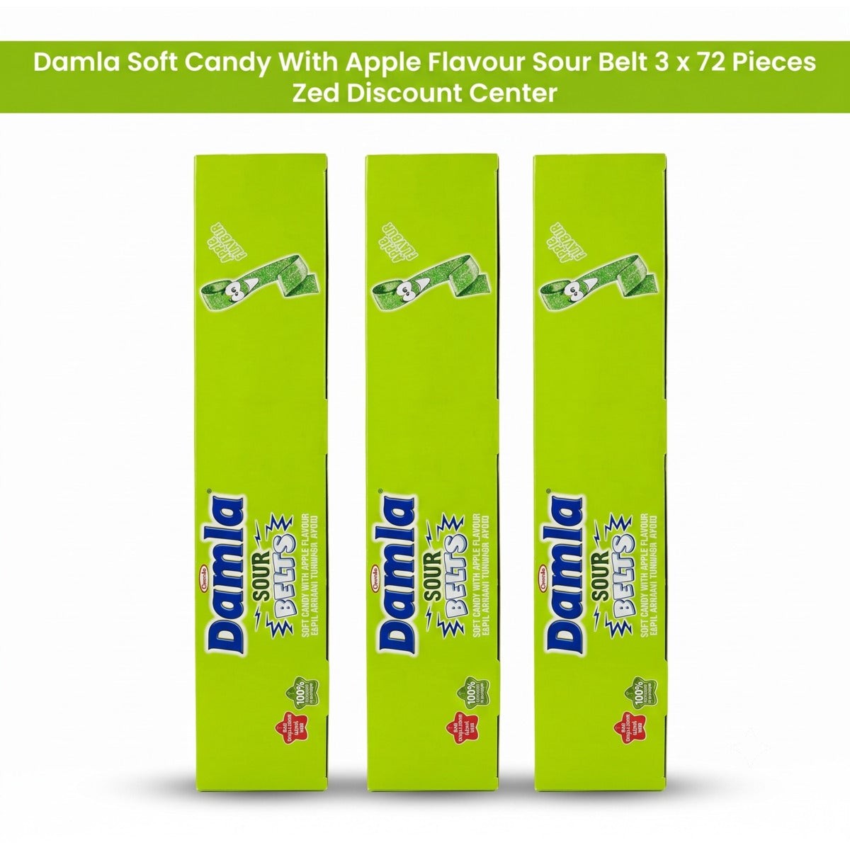 Soft Candy With Apple Flavour Sour Belt 3 x 72 Pieces