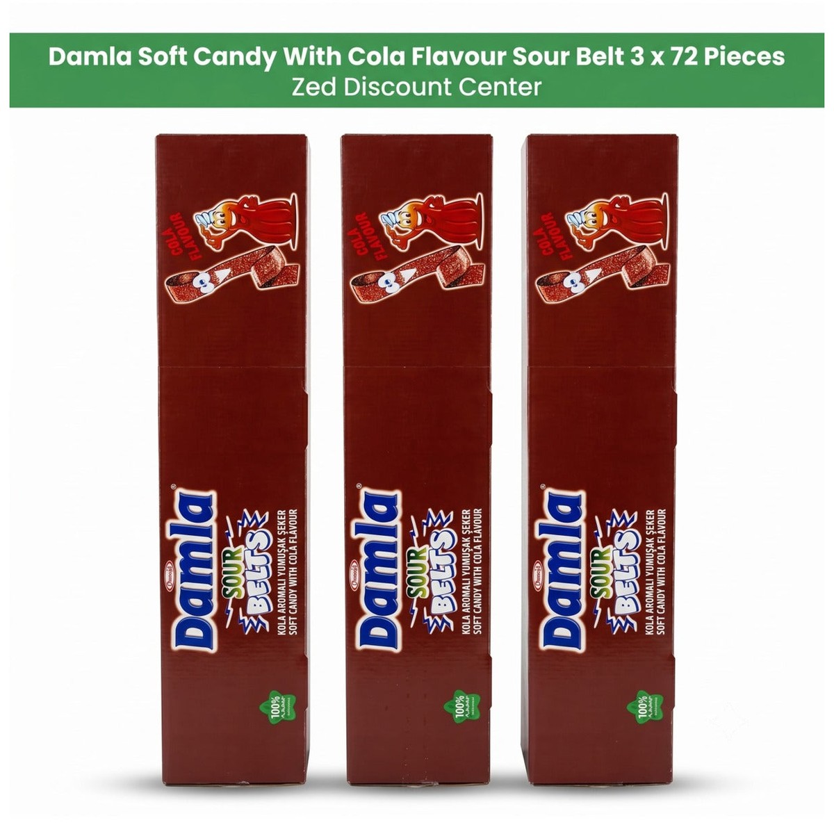 Damla Soft Candy With Cola Flavour Sour Belt 3 x 72 Pieces
