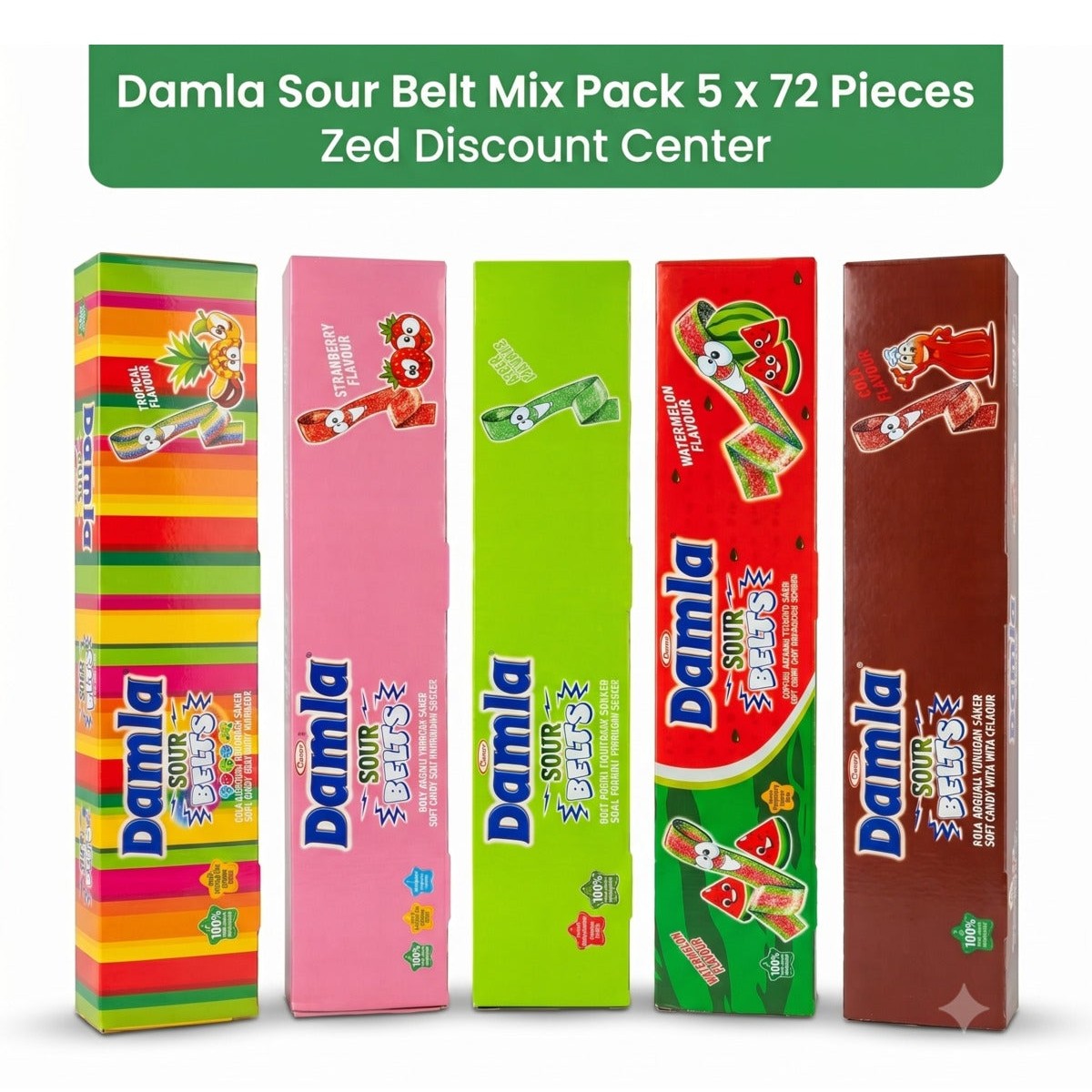 Damla Sour Belt Mix Pack 5 x 72 Pieces