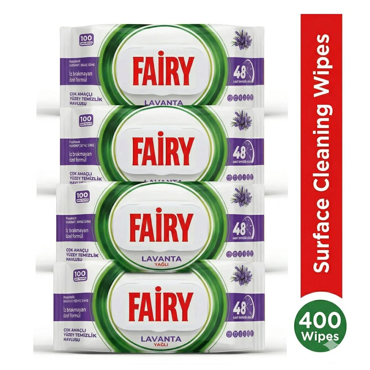 Surface Cleaning Wipes - Lavender x4 Pack (Total 400 wipes)