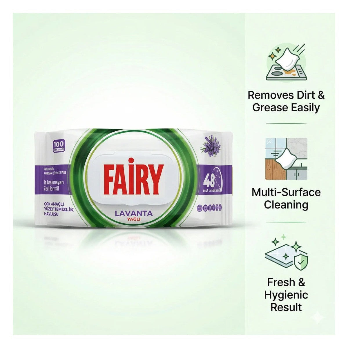 Surface Cleaning Wipes - Lavender x4 Pack (Total 400 wipes)