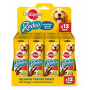Rodeo Twisted Dog Treats - 12 Pack - Chewy Beef Flavored Reward Snacks with Omega 3, Vitamins & Minerals for Adult Dogs