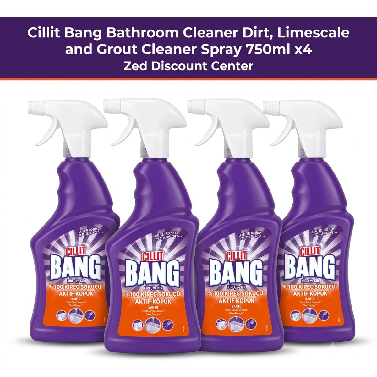 Bathroom Cleaner Dirt, Limescale and Grout Cleaner Spray 750ml x4