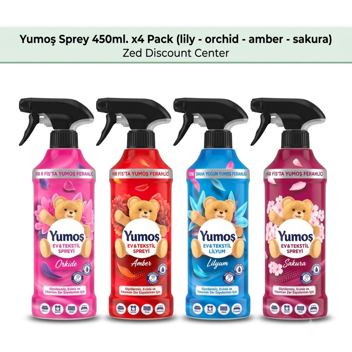Spray 450ml. x4 Pack (lily - orchid - amber - sakura)