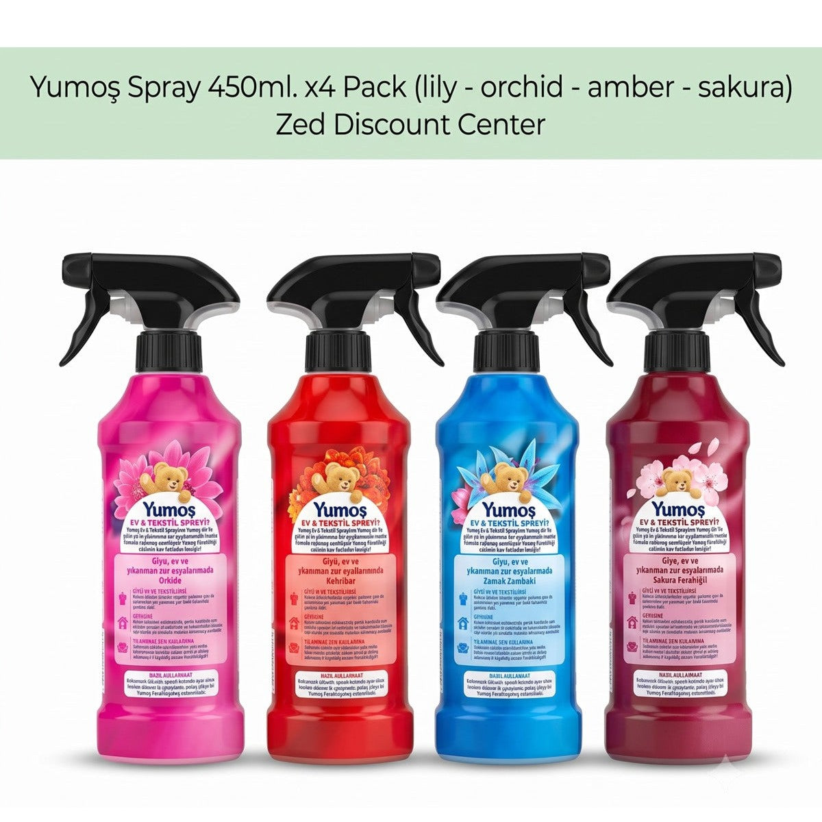 Spray 450ml. x4 Pack (lily - orchid - amber - sakura)