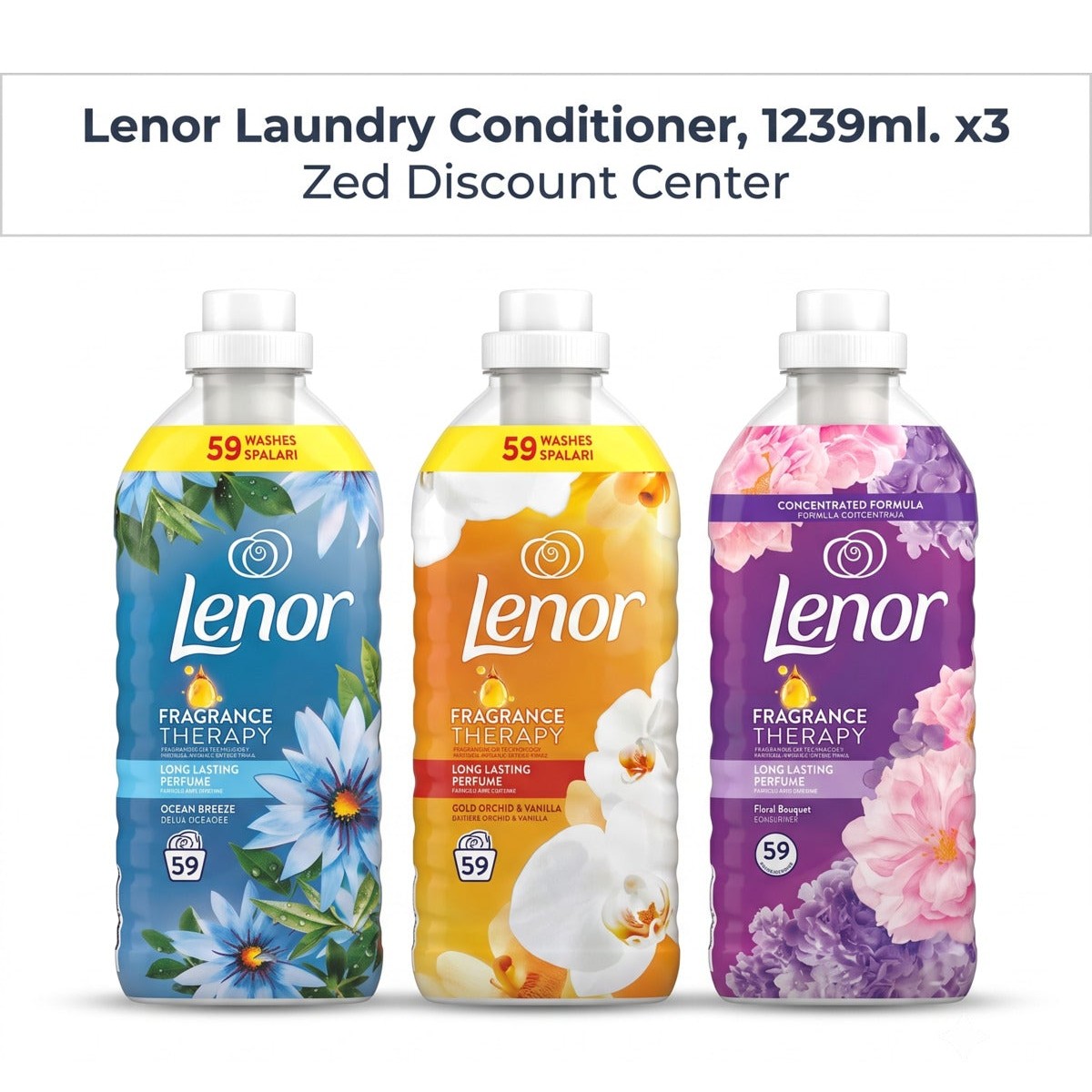 Laundry Conditioner, 1239ml. x3 Pack (1xOcean Breeze and 1xGold Orchid-Vanilla 1xFloral Bouquet)
