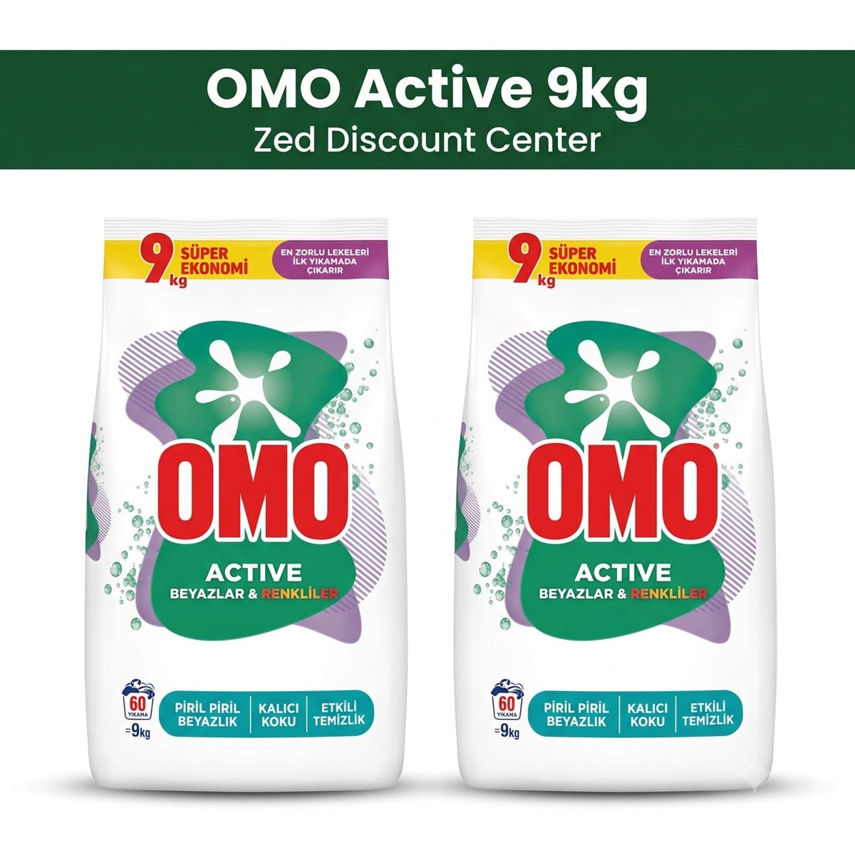 Active Powder Laundry Detergent for Whites and Colors, 9 kg x2