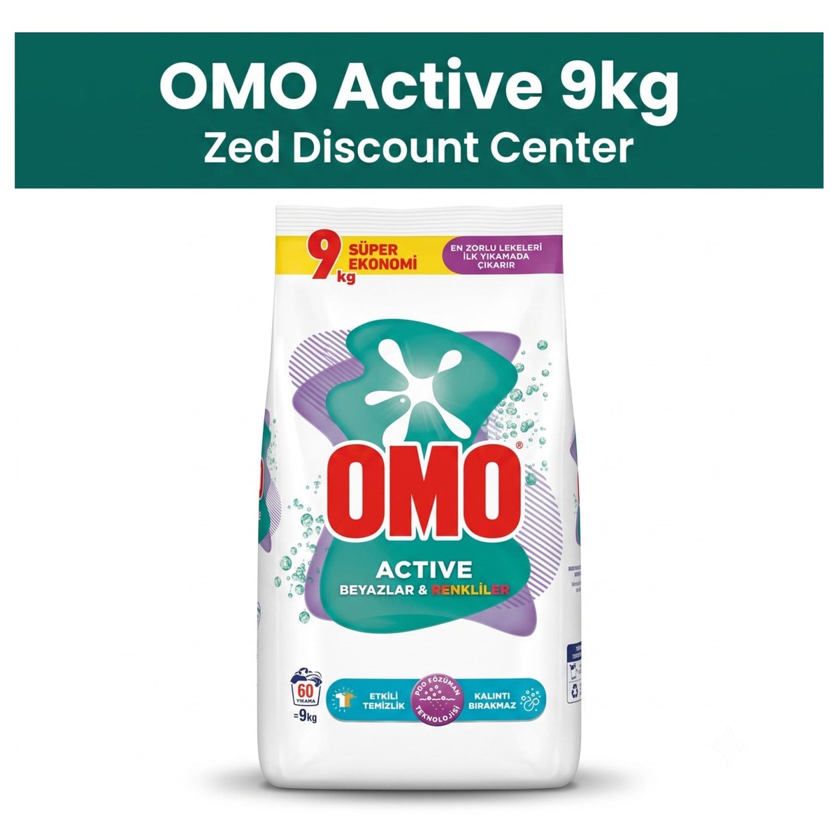 Active Powder Laundry Detergent for Whites and Colors, 9 kg