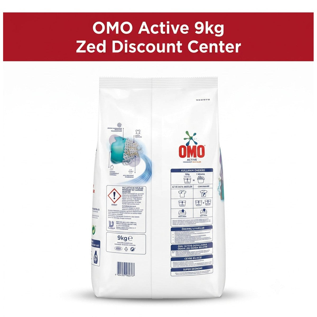 Active Powder Laundry Detergent for Whites and Colors, 9 kg