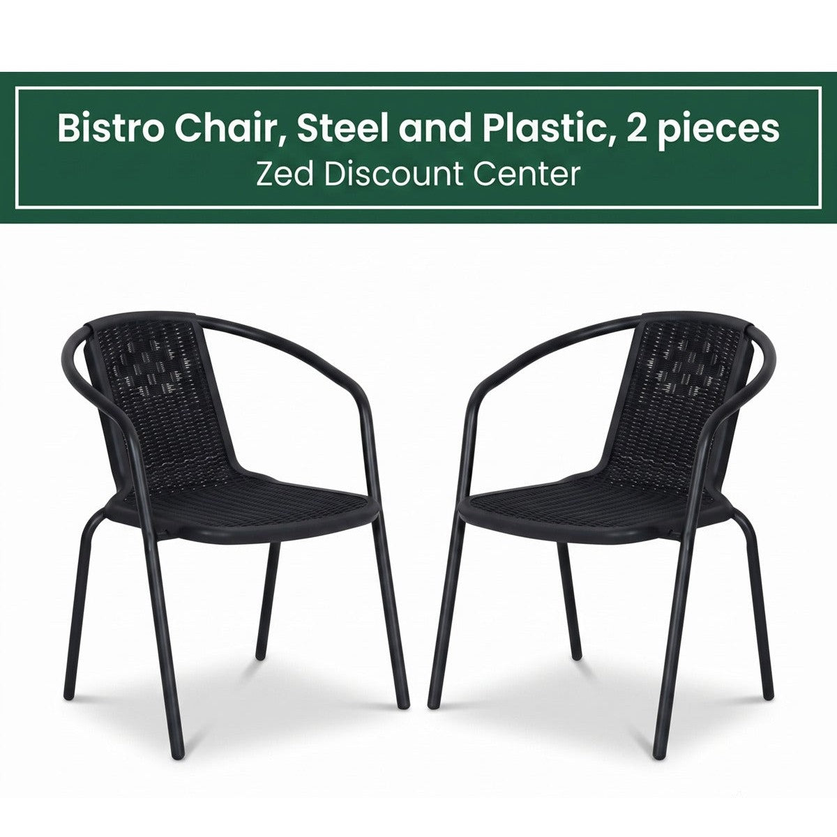 Bistro Chair, Steel and Plastic, 2 pieces